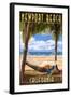 Newport Beach, California - Hammock and Palms-Lantern Press-Framed Art Print