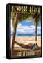 Newport Beach, California - Hammock and Palms-Lantern Press-Framed Stretched Canvas