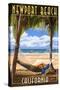 Newport Beach, California - Hammock and Palms-Lantern Press-Stretched Canvas