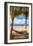 Newport Beach, California - Hammock and Palms-Lantern Press-Framed Art Print