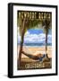 Newport Beach, California - Hammock and Palms-Lantern Press-Framed Art Print