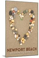 Newport Beach, California Is Where My Heart Is - Stone Heart on Sand-Lantern Press-Mounted Art Print
