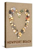 Newport Beach, California Is Where My Heart Is - Stone Heart on Sand-Lantern Press-Stretched Canvas