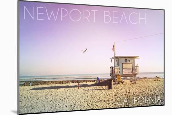 Newport Beach, California - Lifeguard Shack Sunrise-Lantern Press-Mounted Art Print