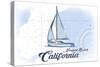 Newport Beach, California - Sailboat - Blue - Coastal Icon-Lantern Press-Stretched Canvas