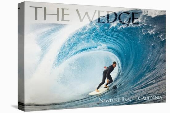 Newport Beach, California - Surfer in Perfect Wave-Lantern Press-Stretched Canvas