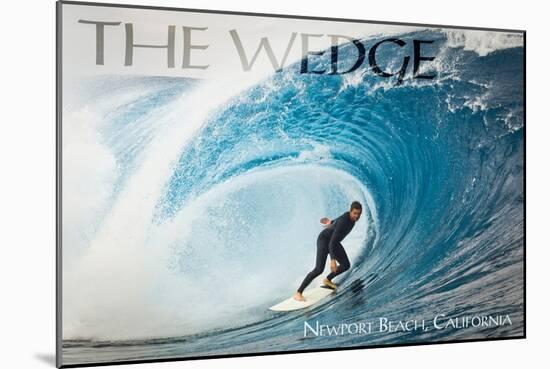 Newport Beach, California - Surfer in Perfect Wave-Lantern Press-Mounted Art Print