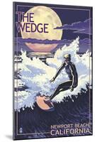 Newport Beach, California - Surfing the Wedge-Lantern Press-Mounted Art Print