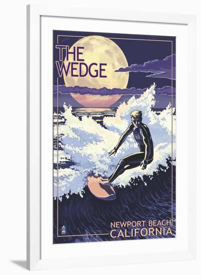 Newport Beach, California - Surfing the Wedge-Lantern Press-Framed Art Print