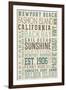 Newport Beach, California - Typography (#3)-Lantern Press-Framed Art Print