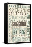 Newport Beach, California - Typography (#3)-Lantern Press-Framed Stretched Canvas