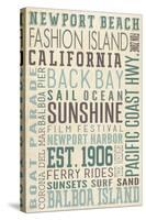 Newport Beach, California - Typography (#3)-Lantern Press-Stretched Canvas