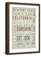 Newport Beach, California - Typography (#3)-Lantern Press-Framed Art Print