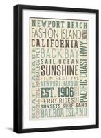 Newport Beach, California - Typography (#3)-Lantern Press-Framed Art Print