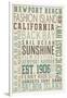 Newport Beach, California - Typography (#3)-Lantern Press-Framed Art Print