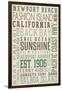 Newport Beach, California - Typography (#3)-Lantern Press-Framed Art Print