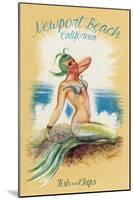 Newport Beach, California - Vintage Mermaid-Lantern Press-Mounted Art Print