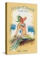 Newport Beach, California - Vintage Mermaid-Lantern Press-Stretched Canvas