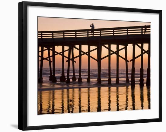 Newport Beach Pier at Sunset, Newport Beach, Orange County, California, United States of America, N-Richard Cummins-Framed Photographic Print