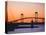 Newport Bridge and Harbor at Sunset, Newport, Rhode Island, USA-Fraser Hall-Stretched Canvas