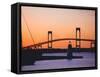 Newport Bridge and Harbor at Sunset, Newport, Rhode Island, USA-Fraser Hall-Framed Stretched Canvas