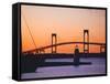 Newport Bridge and Harbor at Sunset, Newport, Rhode Island, USA-Fraser Hall-Framed Stretched Canvas