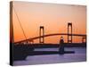 Newport Bridge and Harbor at Sunset, Newport, Rhode Island, USA-Fraser Hall-Stretched Canvas