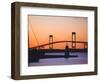 Newport Bridge and Harbor at Sunset, Newport, Rhode Island, USA-Fraser Hall-Framed Premium Photographic Print