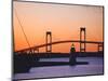 Newport Bridge and Harbor at Sunset, Newport, Rhode Island, USA-Fraser Hall-Mounted Premium Photographic Print