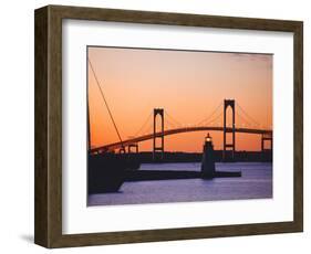 Newport Bridge and Harbor at Sunset, Newport, Rhode Island, USA-Fraser Hall-Framed Photographic Print