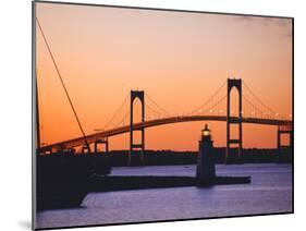 Newport Bridge and Harbor at Sunset, Newport, Rhode Island, USA-Fraser Hall-Mounted Photographic Print