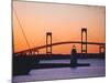 Newport Bridge and Harbor at Sunset, Newport, Rhode Island, USA-Fraser Hall-Mounted Photographic Print