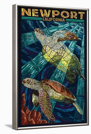 Newport, California - Sea Turtle Mosaic-Lantern Press-Framed Art Print