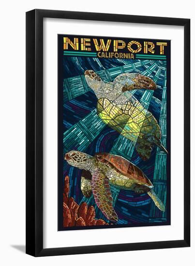 Newport, California - Sea Turtle Mosaic-Lantern Press-Framed Art Print