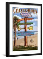 Newport, California - Signpost Destinations-Lantern Press-Framed Art Print