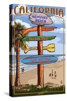 Newport, California - Signpost Destinations-Lantern Press-Stretched Canvas