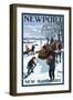 Newport, New Hampshire - Gathering Firewood-Lantern Press-Framed Art Print