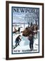 Newport, New Hampshire - Gathering Firewood-Lantern Press-Framed Art Print