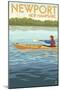 Newport, New Hampshire - Kayak Scene-Lantern Press-Mounted Art Print