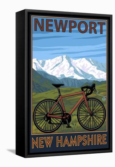 Newport, New Hampshire - Mountain Bike-Lantern Press-Framed Stretched Canvas