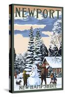 Newport, New Hampshire - Snowman Scene-Lantern Press-Stretched Canvas