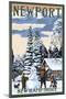 Newport, New Hampshire - Snowman Scene-Lantern Press-Mounted Art Print