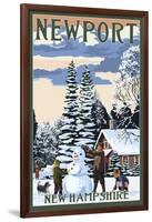 Newport, New Hampshire - Snowman Scene-Lantern Press-Framed Art Print