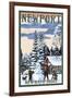 Newport, New Hampshire - Snowman Scene-Lantern Press-Framed Art Print