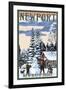 Newport, New Hampshire - Snowman Scene-Lantern Press-Framed Art Print