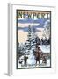 Newport, New Hampshire - Snowman Scene-Lantern Press-Framed Art Print