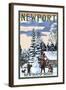 Newport, New Hampshire - Snowman Scene-Lantern Press-Framed Art Print