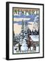Newport, New Hampshire - Snowman Scene-Lantern Press-Framed Art Print