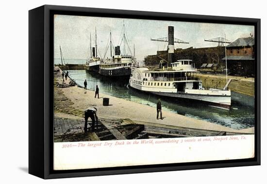 Newport News Virginia, Dry Dock, Steamer Louise-null-Framed Stretched Canvas