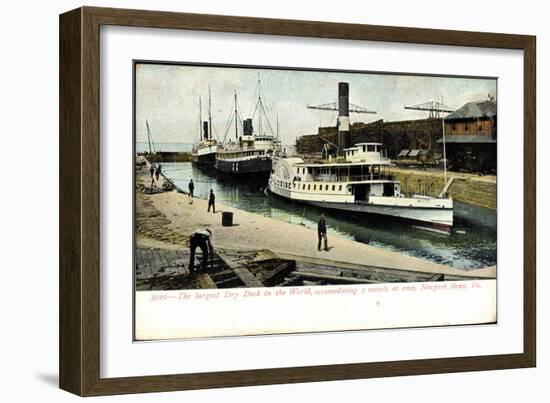 Newport News Virginia, Dry Dock, Steamer Louise-null-Framed Giclee Print